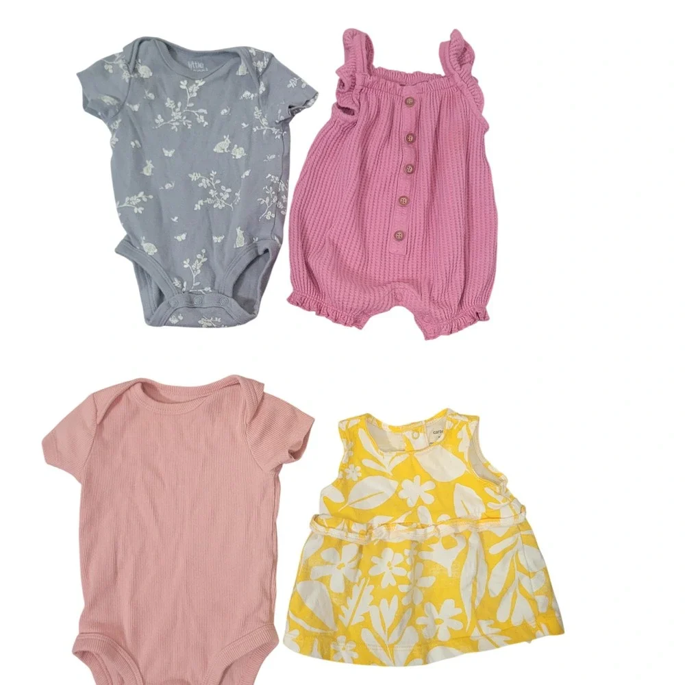 Carter's Size 3M Lot of 20 Baby Girl Bodysuits Leggings Rompers